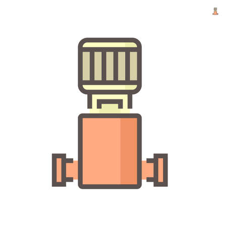 Water pump vector icon or vertical pump. Powered by electric motor or engine. For industrial, water supply infrastructure, wastewater treatment, water cooling, irrigation and plumbing. 64x64 px.のイラスト素材