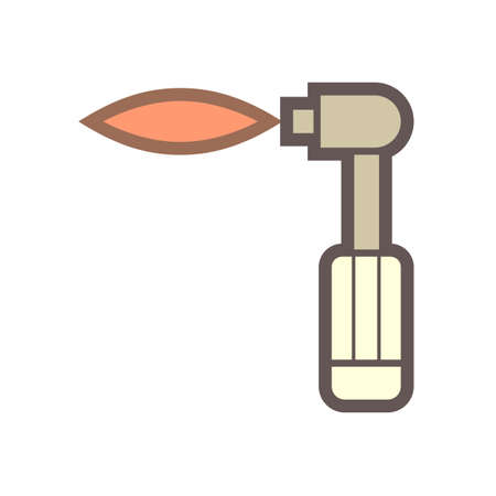 Cutting torch or welding torch icon. Also called blowtorch, gas torch or oxy-acetylene torch. Consist of nozzle, hose, stop valve or oxygen and acetylene valve for Oxy-fuel welding and cutting work.のイラスト素材