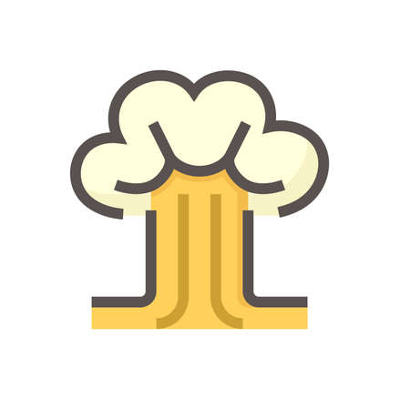 Explode vector thin line design with simple shape. That icon, sign, symbol element of effect, blast, explosion from atomic bomb, nuclear weapon. Also crash, spark and caution. 48x48 pixel.のイラスト素材