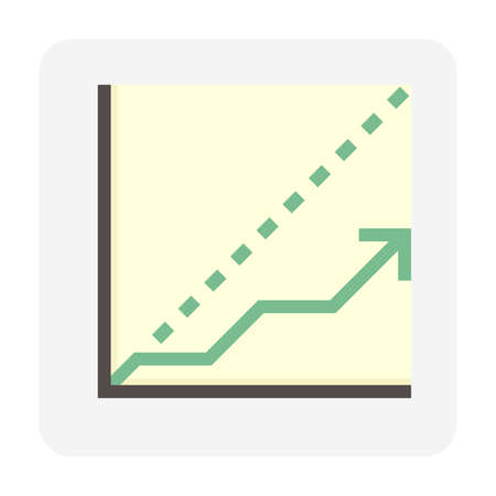 Benchmark and increasing graph or chart vector icon design with up arrow. That statistical data of testing performance to compare with database. Graphic element for report and presentation. 48x48 px.のイラスト素材