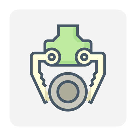 Gripping tong vector icon. Lifting equipment for grip, pick up, handling and move round or cylindrical object i.e. metal steel rod, tube, pipe, wood log in manufacturing production industry. 64x64 px.のイラスト素材
