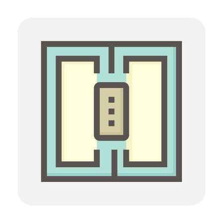 Smart lock and door vector icon. Security system technology consist of wireless, electronic for lock, unlock or control access entrance for home or house and office by mobile or smartphone. 48x48 px.のイラスト素材