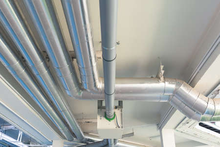 Chilled water supply and return pipe system. May called chr, chs. Provide cooling by using chilled...