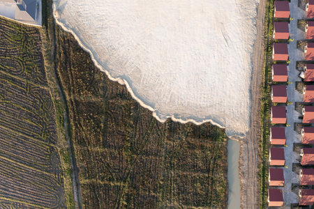 Land, field and soil backfill. Include landscape, empty or vacant area. Real estate or property for plot, subdivision, development, construction, sale or buy in Chiang Mai.の写真素材