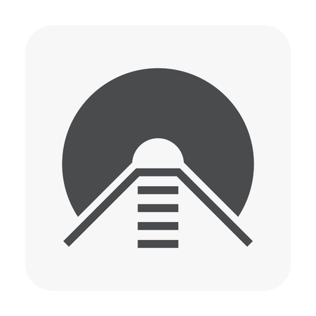 Tunnel vector icon. May called entrance, pathway or route with railroad track for transportation, train, subway. Construction and investigations from geotechnical engineeringのイラスト素材