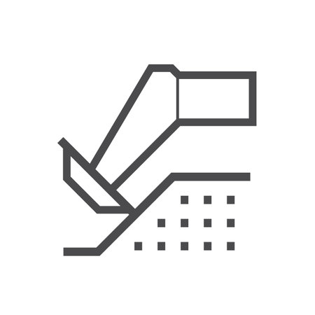 Soil nail wall construction vector icon with nail drilling rig, slope section. May called mse, shotcrete, concrete or retaining wall for stabilized in geotechnical engieering.のイラスト素材