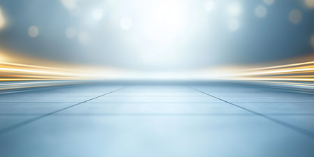 Futuristic abstract motion blur with blue color, glow warm light ray in perspective view. Soft smooth shape line, fade of color gradient. Empty space suit for background.の素材