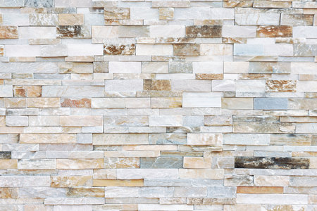 Natural Stone texture background. Gray color tone. Square rectangle shape in horizontal. Material for architectural decoration, wall cladding panel for hotel, resort.の写真素材