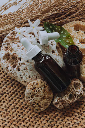 Essential oil on white backgroundの写真素材