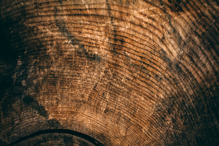 Old wood texture of cut tree trunk. Wooden background for design.の写真素材