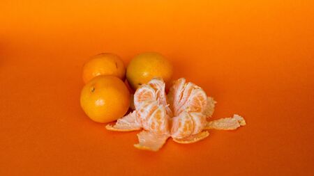 Sweet tangerines, ideal fruit for winter.の写真素材