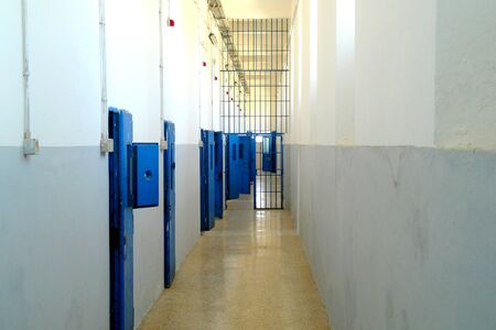 Inner rooms of the old Asinara's jail that became a public museum, Mediterranean Sea, Sardinia, Italyのeditorial素材