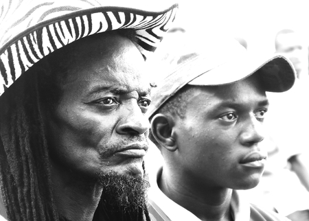 Yaounde, Cameroon - January 25th of 2009: Portrait of a supporter waiting for the soccer national...