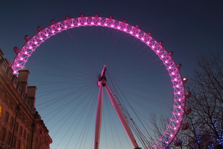 London Eye in Waterloo, London - February 15th of 2015: This is the third largest ferris wheel all around the world. This tourist attraction is 135 meters tall with a diameter of 120 metres.のeditorial素材