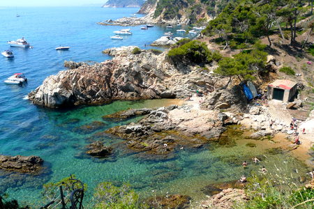 Cala Es Crit Beach in Costa Brava, Catalonia, Spainの写真素材