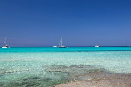 Beautiful view of "Es Trenc" beach, on of the most amazing spots in Mallorca, Balearic Islands, Spain.の写真素材