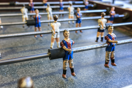 Football toy players Barcelona Real Madridの写真素材