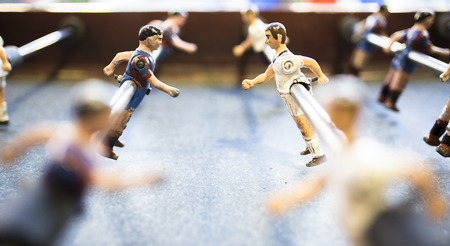 Football toy players Barcelona Real Madridの写真素材