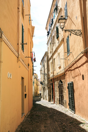 Street in  the Alguer ,Sardinia , italyのeditorial素材