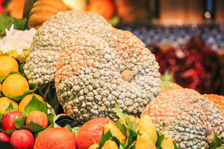 pumpkins in a market of Barcelonaの写真素材