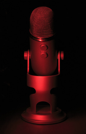 Vintage silver MIc with red colorの写真素材