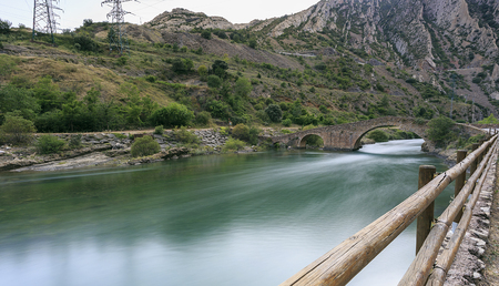 mountains and lake sited in  the Pirineosの写真素材