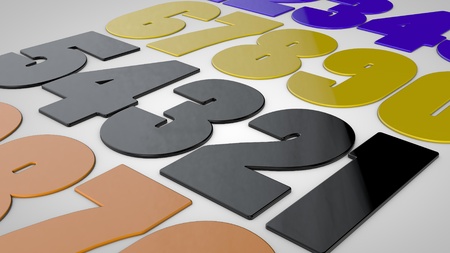 Numbers 3d in different colorsの写真素材