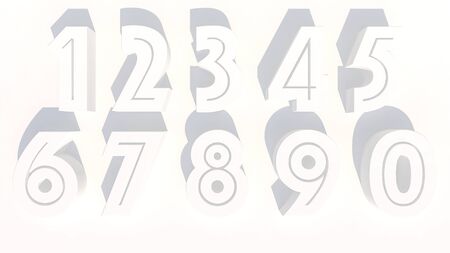 3d rendering numbers in white color