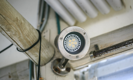 Broken white security cameraの写真素材