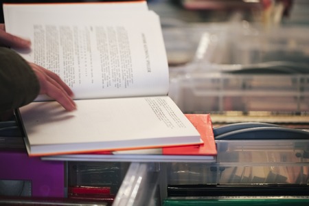 Group of older books n a book storeの写真素材