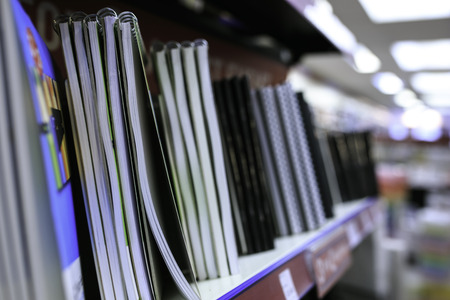 Group of notebooks in a libraryの写真素材