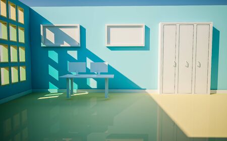 3d office render sunny day