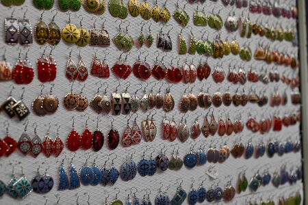 Colorfull jewels in a marketの写真素材