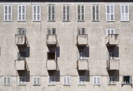 Symmetric balconies in a buildingの写真素材