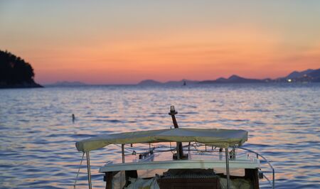 Sunset from a boat in Milna. Croatiaの写真素材