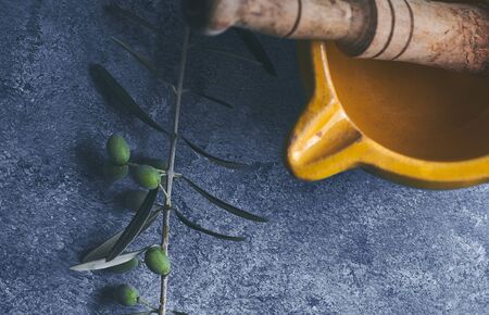 Yellow mortar to make a sauce called allioli, typical of Catalonia. Spainの写真素材