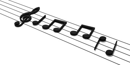 3D render . Pentagram with shiny music notes. Musical backgroundの写真素材