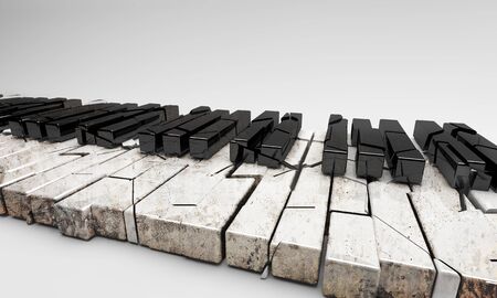3D render . Broken and old pianoの写真素材
