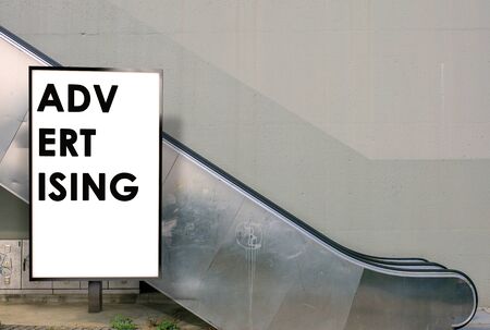 street advertising horizontal billboard mockup at city 3d renderingの写真素材