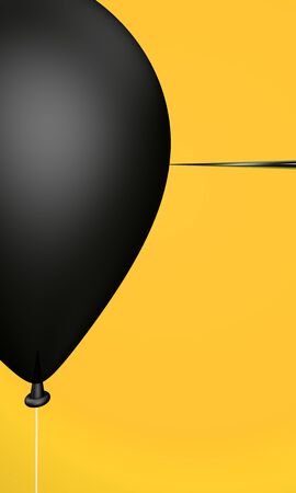 Black color Balloon needle . Finance risk concept. 3d rendering.3d illustrationの写真素材