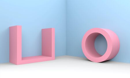 Podium in abstract blue composition, 3d rendering, 3d illustrationの写真素材