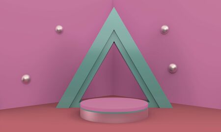 Podium in abstract blue composition, 3d rendering, 3d illustrationの写真素材