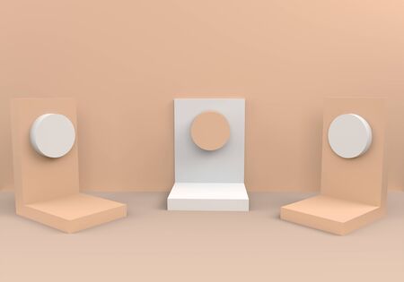 Podium in abstract blue composition, 3d rendering, 3d illustrationの写真素材