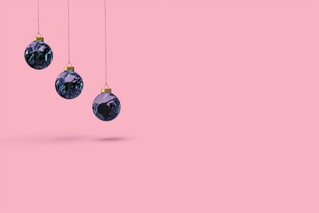 Christmas balls minimalist wallpaper . 3d rendering . 3d illustration. Merry Christmas concept