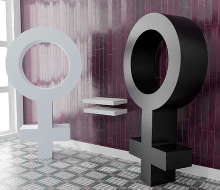 Black lives matter concept. Black and white women and men equality.3d renderingの写真素材