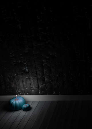3D illustration of living room Halloween decoration. 3D rendering . Night sceneの写真素材