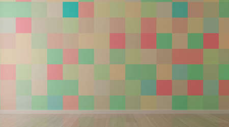 Minimal. living room interior with colored tiles wall. background.3d rendering.