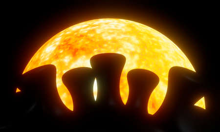 Earth with Coronavirus shape. Eclipse concept. 3d rendering. 3d illustrationの写真素材