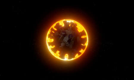 Earth with Coronavirus shape. Eclipse concept. 3d rendering. 3d illustrationの写真素材