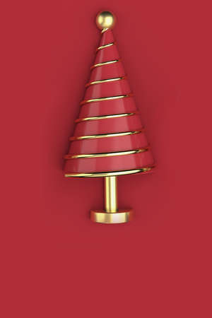 Christmas card with 3d metallic tree . Christmas tree . 3d renderingの写真素材